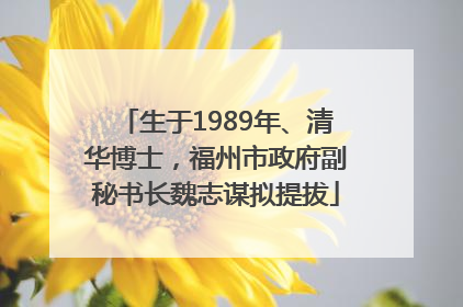 生于1989年、清华博士，福州市政府副秘书长魏志谋拟提拔