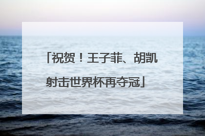 祝贺！王子菲、胡凯射击世界杯再夺冠