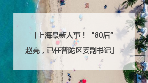 上海最新人事！“80后”赵亮，已任普陀区委副书记