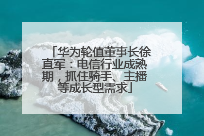 华为轮值董事长徐直军：电信行业成熟期，抓住骑手、主播等成长型需求