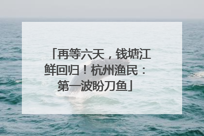 再等六天，钱塘江鲜回归！杭州渔民：第一波盼刀鱼