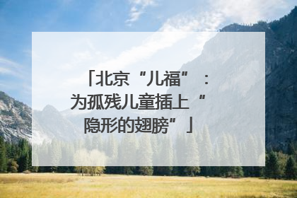 北京“儿福”：为孤残儿童插上“隐形的翅膀”