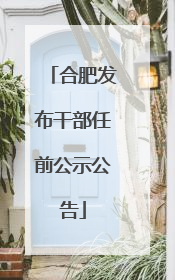合肥发布干部任前公示公告