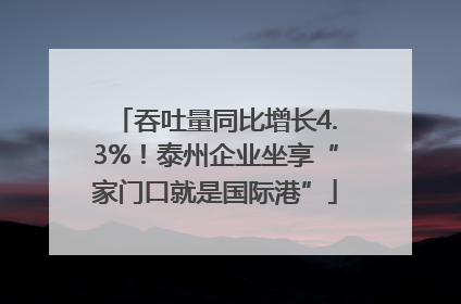 吞吐量同比增长4.3%！泰州企业坐享“家门口就是国际港”