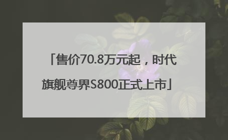 售价70.8万元起，时代旗舰尊界S800正式上市