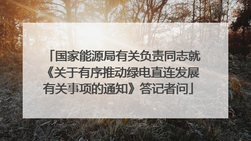 国家能源局有关负责同志就《关于有序推动绿电直连发展有关事项的通知》答记者问