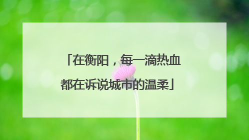 在衡阳，每一滴热血都在诉说城市的温柔