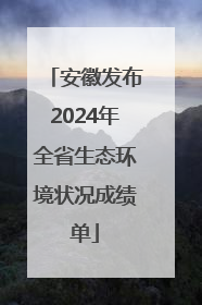 安徽发布2024年全省生态环境状况成绩单