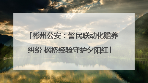 彬州公安：警民联动化赡养纠纷 枫桥经验守护夕阳红