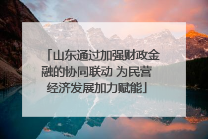 山东通过加强财政金融的协同联动 为民营经济发展加力赋能