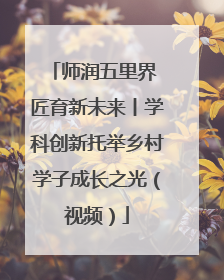 师润五里界 匠育新未来丨学科创新托举乡村学子成长之光（视频）