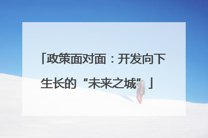 政策面对面：开发向下生长的“未来之城”