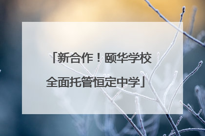 新合作！颐华学校全面托管恒定中学