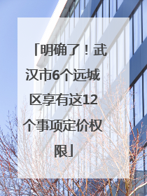 明确了！武汉市6个远城区享有这12个事项定价权限
