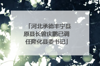 河北承德丰宁县原县长曾庆鹏已调任隆化县委书记