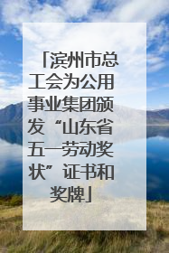 滨州市总工会为公用事业集团颁发“山东省五一劳动奖状”证书和奖牌