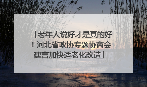 老年人说好才是真的好！河北省政协专题协商会建言加快适老化改造