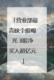 营业部最青睐个股曝光 3股净买入超亿元