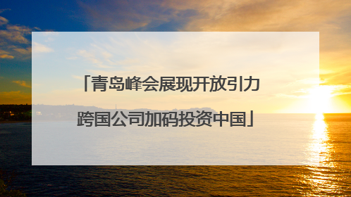 青岛峰会展现开放引力 跨国公司加码投资中国