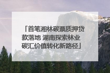 首笔湘林碳票质押贷款落地 湖南探索林业碳汇价值转化新路径