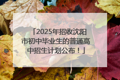 2025年招收沈阳市初中毕业生的普通高中招生计划公布！