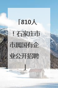 810人！石家庄市市属国有企业公开招聘